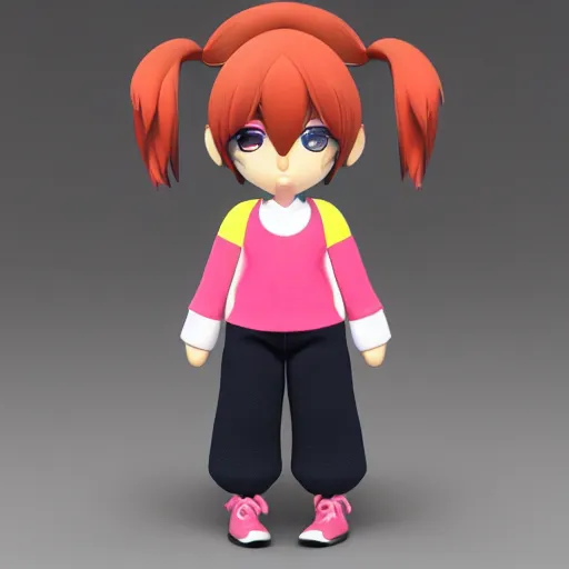 Image similar to cute fumo plush of a girl who's a tennis master, athletics, motion blur, vray