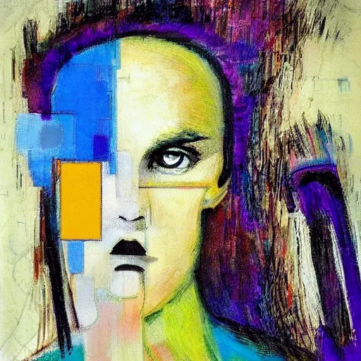 Image similar to The computer art is an abstract portrait of a woman. The woman's face is divided into two halves, one half is black and the other is white. The woman's eyes are large and staring. The computer art is full of energy and movement. post-impressionism by Enki Bilal, by Paolo Roversi calm, ultradetailed