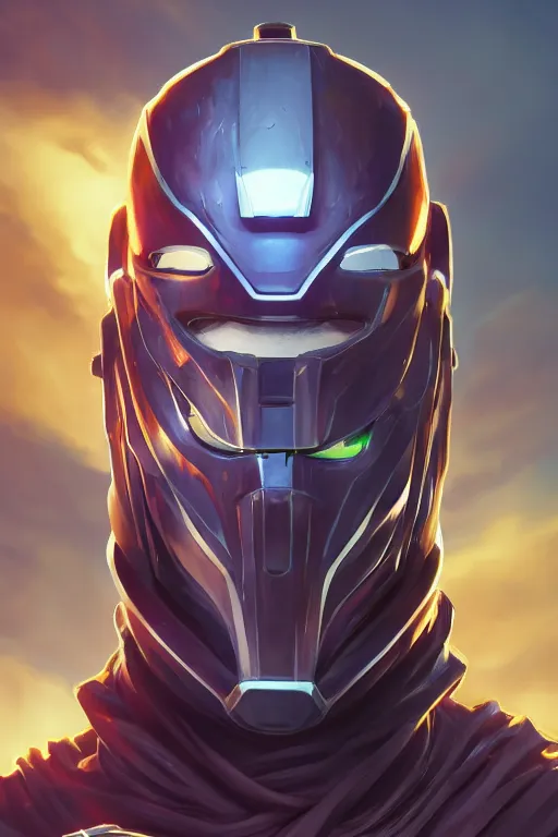 Image similar to epic mask helmet robot ninja portrait stylized as fornite style game design fanart by concept artist gervasio canda, behance hd by jesper ejsing, by rhads, makoto shinkai and lois van baarle, ilya kuvshinov, rossdraws global illumination radiating a glowing aura global illumination ray tracing hdr render in unreal engine 5