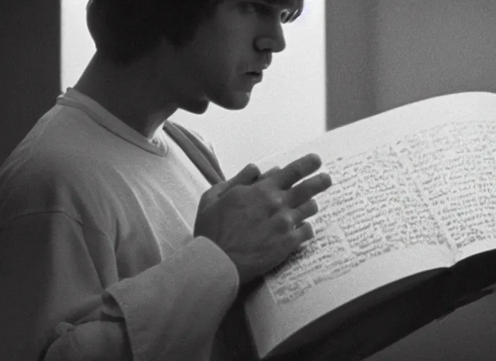 Prompt: detailed photo of Luke skywalker uncovering the glowing book of ancient jedi texts. a hazy ethereal ancient temple, screenshot from the 1983 film, Photographed with Leica Summilux-M 24 mm lens, ISO 100, f/8, Portra 400, kodak film, anamorphic lenses