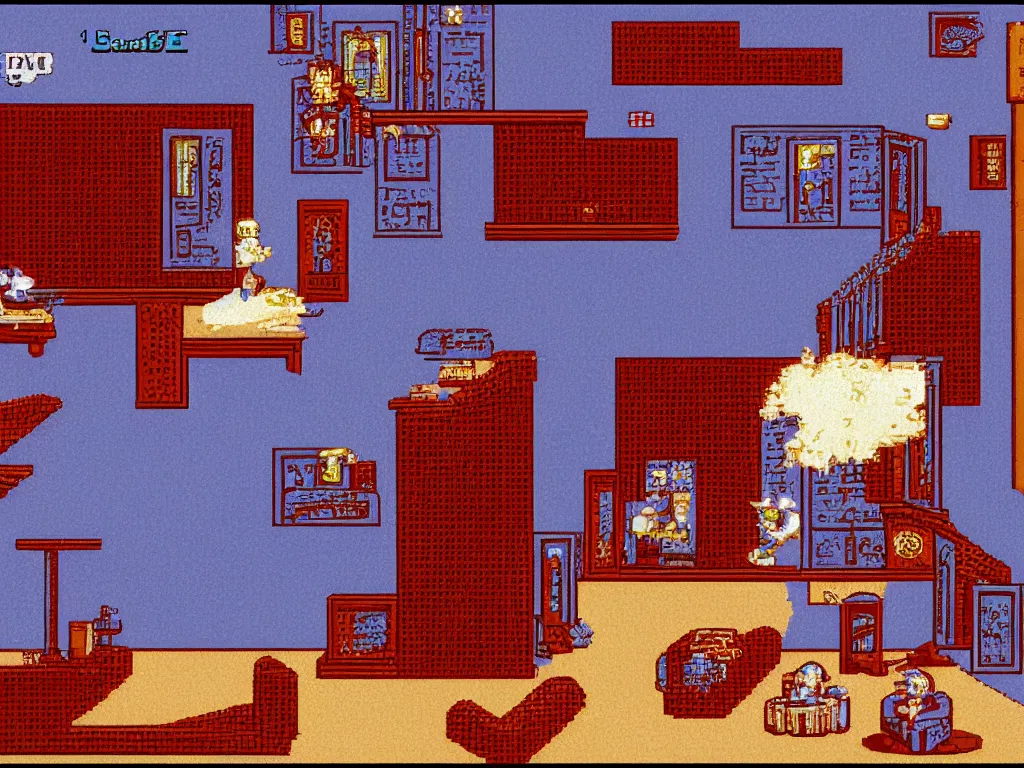 Image similar to Blue Velvet by David Lynch as a Sega Mega Drive Genesis sidescroller game