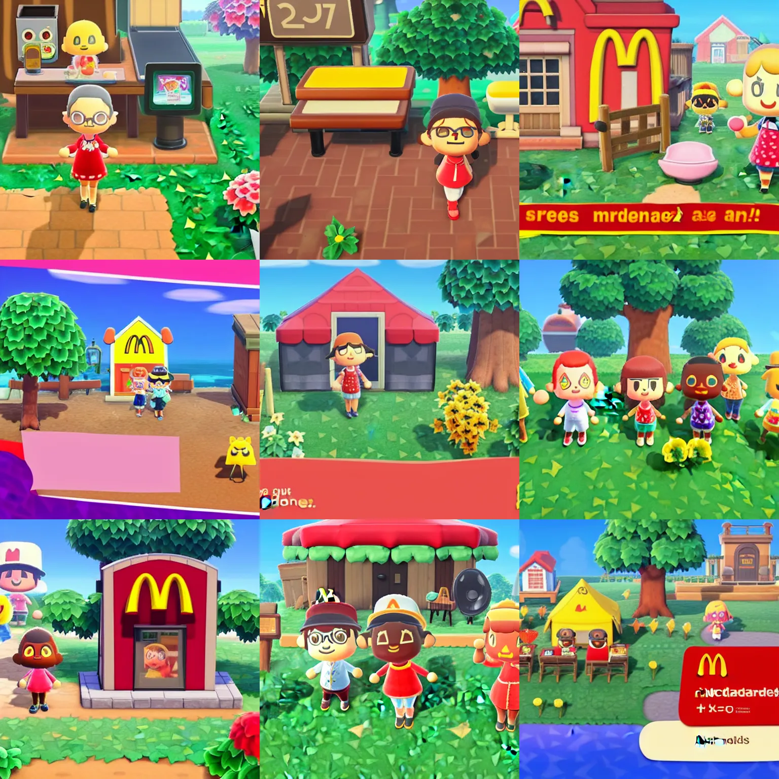 Prompt: animal crossing : new horizons screenshot of the new mcdonalds dlc