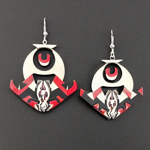 Image similar to segmented 2d earrings, horde symbols, from world of warcraft