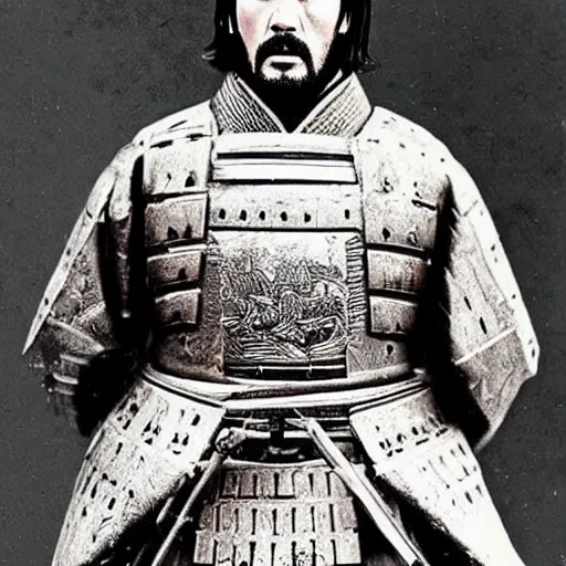 Prompt: “john wick in full samurai armour, 1900’s photo”