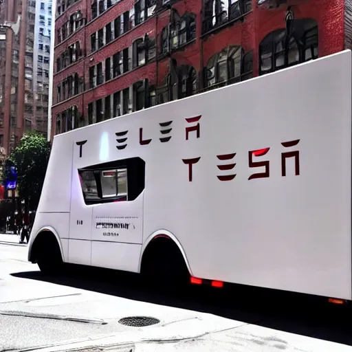 Image similar to photo of tesla cybertruck in the streets on new york city,