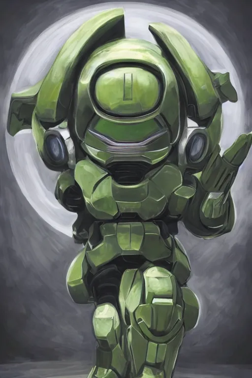 Image similar to magnemite pokemon playing as master chief, oil on canvas, intricate, 8 k highly professionally detailed, hdr, cgsociety