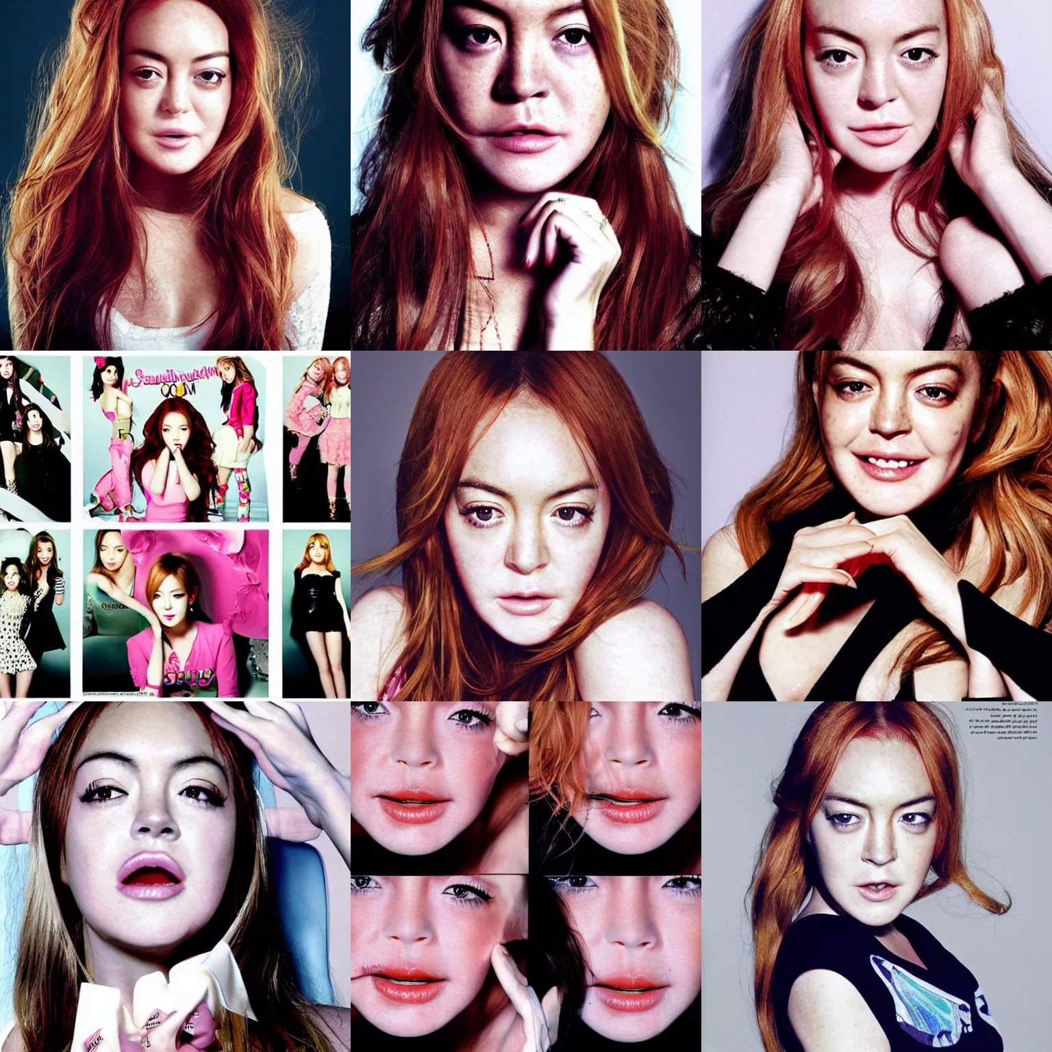 Prompt: portrait photo of lindsay lohan, korean kpop star, in girls generation, photo by martin schoeller