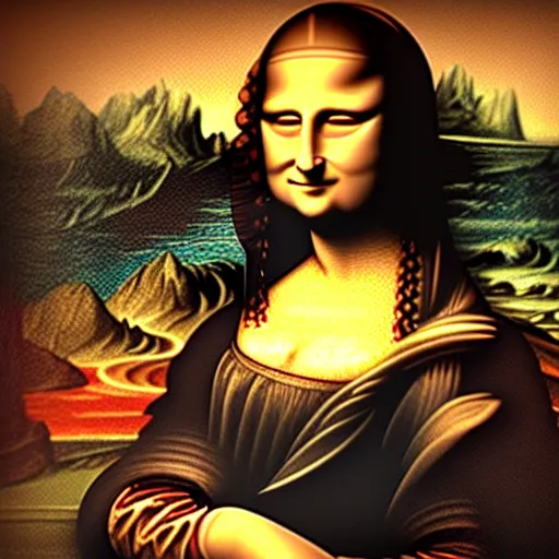 Image similar to The Mona Lisa rendered in SSAO shading only, untextured, Unreal Engine