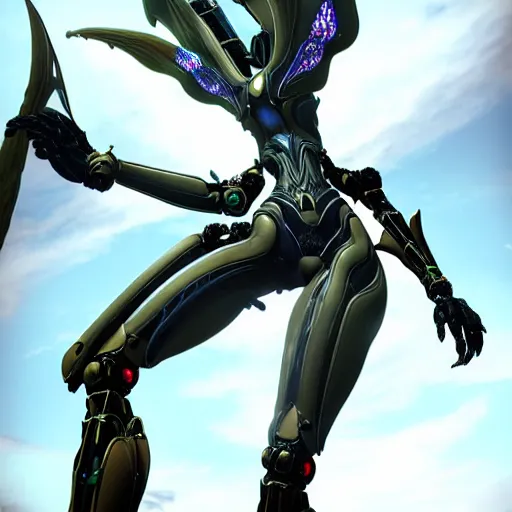 Image similar to highly detailed giantess shot, worms eye view, looking up at a giant 500 foot tall beautiful stunning saryn prime female warframe, as a stunning anthropomorphic robot female dragon, looming over you, walking toward you, detailed warframe legs towering over you, camera looking up, posing elegantly over you, sleek sharp claws, detailed robot dragon feet about to step on you, intimidating, proportionally accurate, two arms, two legs, camera close to the legs and feet, giantess shot, warframe fanart, ground view shot, cinematic low shot, high quality, captura, realistic, professional digital art, high end digital art, furry art, macro art, giantess art, anthro art, DeviantArt, artstation, Furaffinity, 3D realism, 8k HD octane render, epic lighting, depth of field