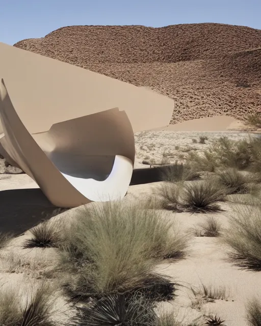 Image similar to futuristic desert oasis facade inspired by tadao ando