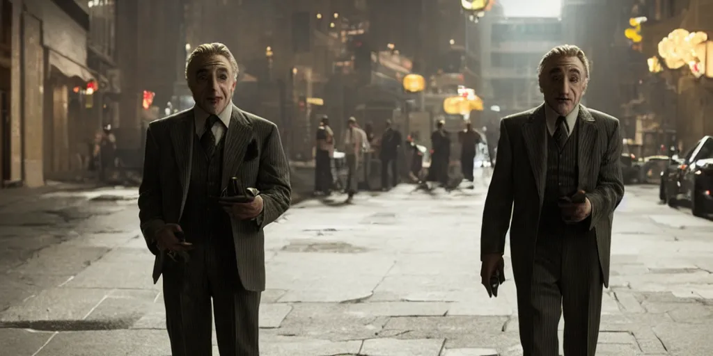 Image similar to Robert DeNiro as Arthur Fleck in 'Joker' (2019), movie still frame, only one person in frame, oscar nominated cinematography, volumetric lighting, 8k resolution, beautiful composition