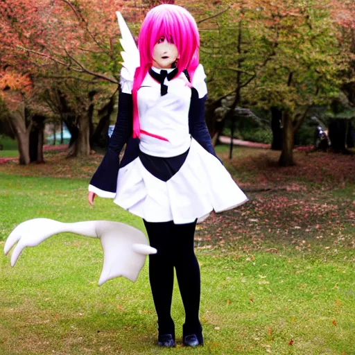 Prompt: photography photo of okegom mogeko cosplay