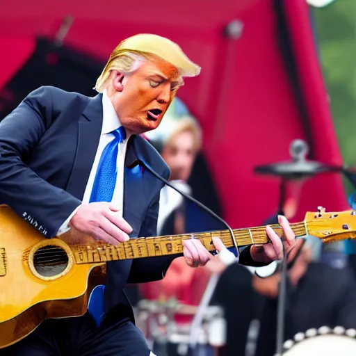 Image similar to donald trump playing the guitar on lollapalooza