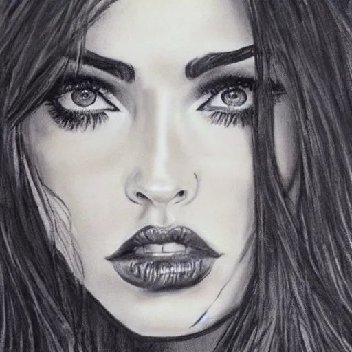 Image similar to charcoal painting of megan fox