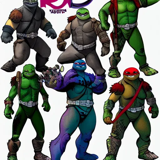 Image similar to new character sheets of new characters for the 2018 rise of the teenage mutant ninja turtles reboot on nickelodeon by the lead artist Andy suriano