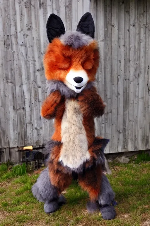 Image similar to an anthropomorphic fox, fursuit, cosplay