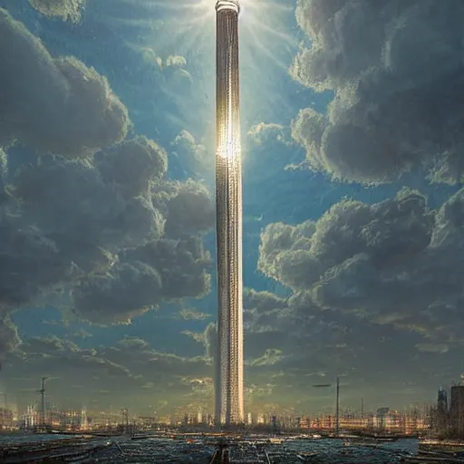 Prompt: Euromast in Rotterdam, soft, light, bright, epic, awesome,digital art, by Simon baek and Greg rutkowski