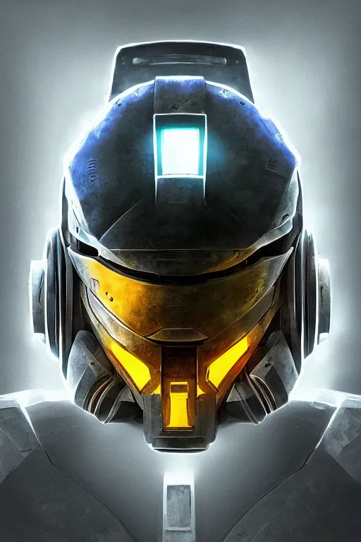 Image similar to robot ninja mask helmet halo master chief radiating a glowing aura global illumination ray tracing hdr fanart arstation by ian pesty and katarzyna da „ bek - chmiel