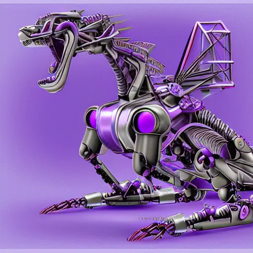 Prompt: purple robototechnic dragon with ai for smart girls, digital art