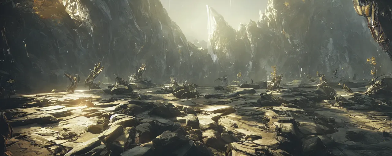 Image similar to warframe environments 8 k uhd, unreal engine, octane render in the artstyle of finnian macmanus, john park and greg rutkowski