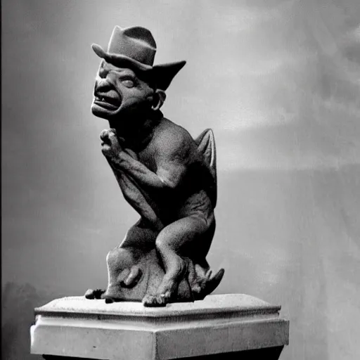 Image similar to frank sinatra riding a gargoyle