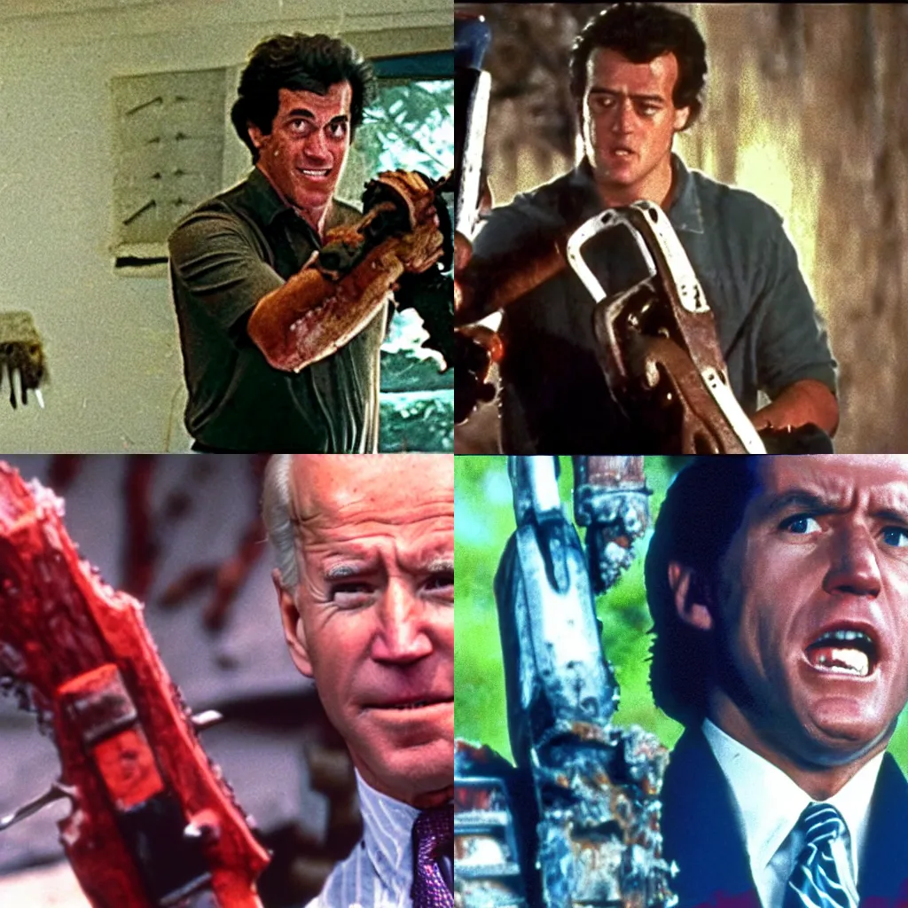 Screenshot of Joe Biden with a Chainsaw Arm in Evil | Stable Diffusion