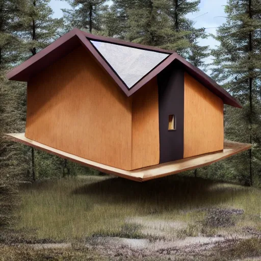 Prompt: an house made of a long hair. The house is made of 3 mammalian abdomens. The fur house sits in a lake on the edge of a forest. A family is living inside the fur house and it is furnished with contemporary furniture and art. ultra wide shot, Coronarender, 8k, photorealistic