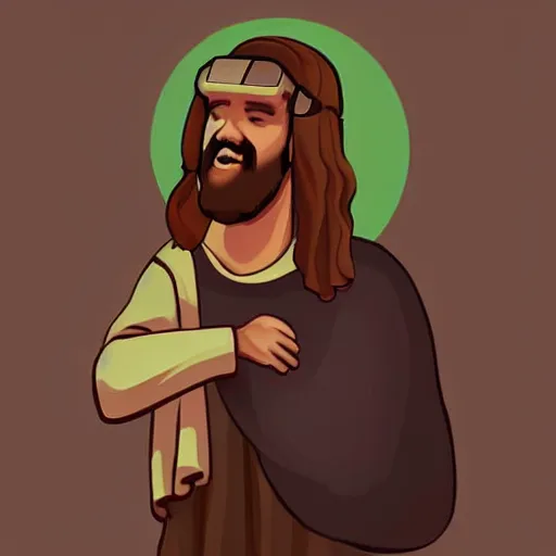 Prompt: jesus wearing a vr headset