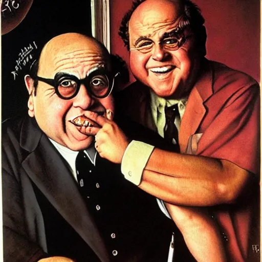 Image similar to danny devito portrait art by norman rockwell