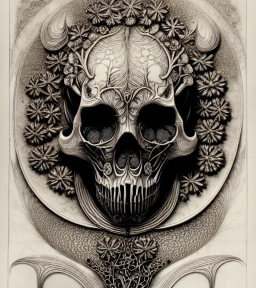 Image similar to art forms of nature by ernst haeckel, memento mori by arthur rackham, ornate antique porcelain beautiful skull mask, ultrasharp, photorealistic, hyperdetailed, octane render, polished, art nouveau, neo - gothic, gothic, intricate ornamental organic filigree, art nouveau botanicals, art forms of nature by ernst haeckel, horizontal symmetry, symbolist, visionary