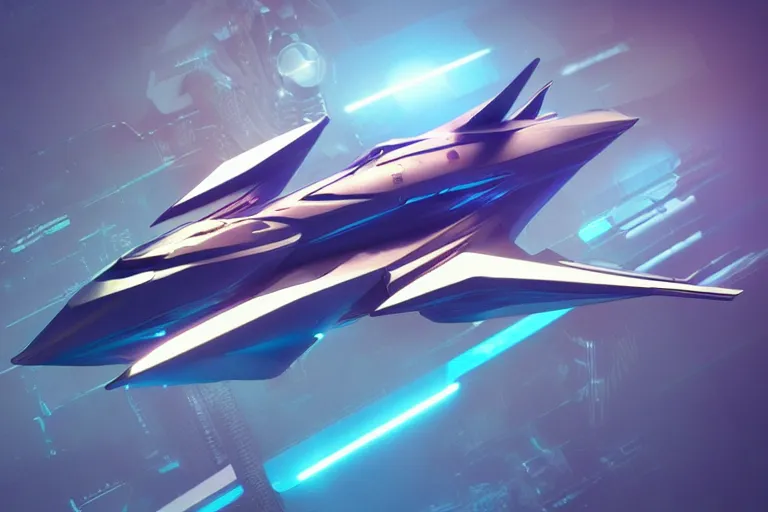 Image similar to cyberpunk alien concept inspired jet plane, futuristic look, highly detailed body, very powerful, photorealistic camera shot, bright studio setting, studio lighting, crisp quality and light reflections, unreal engine 5 quality render