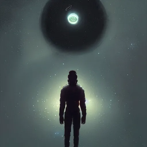 Image similar to alone in outer space by greg rutkowski, ultradetailed digital painting, 8 k, realism, intriguing