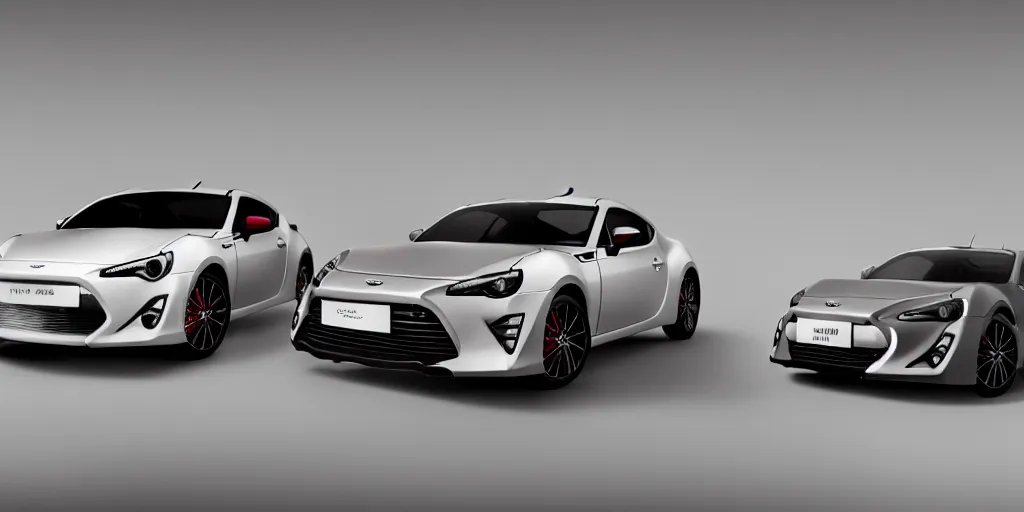 Image similar to hybrid design of Toyota gt86 2015 and Aston Martin 2022. No background, concept art style.