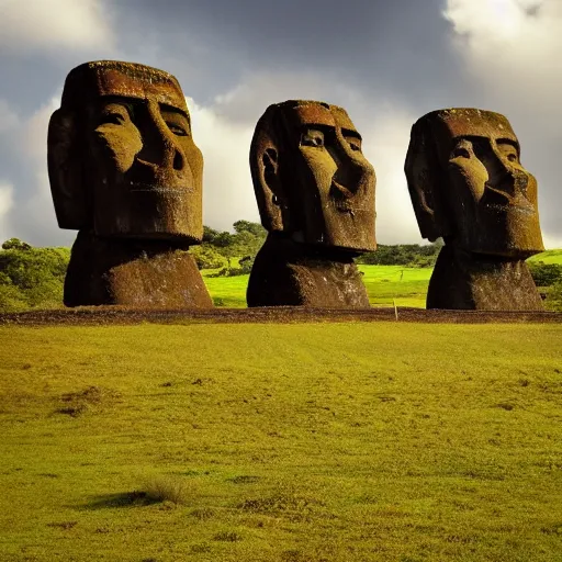 Prompt: a photo of moai