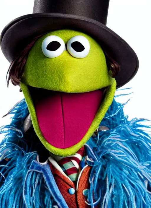 Prompt: studio portrait still of muppet johnny depp as a muppet muppet as a @ muppet, 8 k, studio lighting, key light,