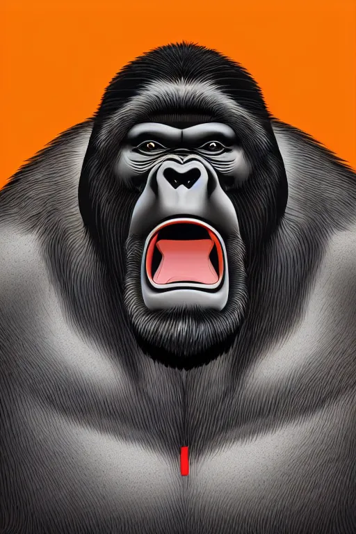 Image similar to A portrait of a gorilla that is a sumo wrestler, sticker, highly detailed, colorful, illustration, smooth and clean vector curves, no jagged lines, vector art, smooth