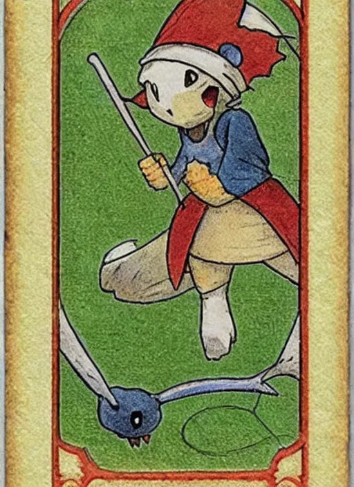 Image similar to a pokemon card from the 1 4 0 0 s