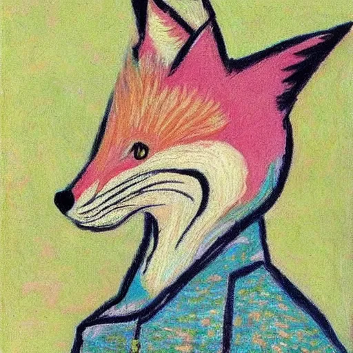 Image similar to pink fox, style of van gogh, profile image