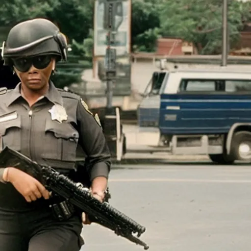 Image similar to a film still dawyne Johnson as police swat