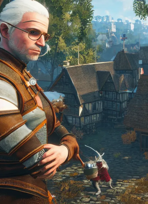 Prompt: stuart little in the witcher 3 game