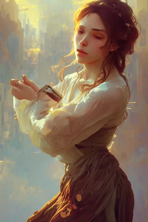 Image similar to beautiful, final fantsy, digital painting, portrait , cinematic lighting, highly detailed, artstation, concept art, illustration, smooth, sharp focus, editor's pickup, trending on artstation, trending on deviantart, alphonse mucha, WLOP