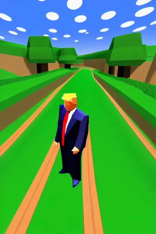 Image similar to donald trump in a low poly nintendo 6 4 game, renderware