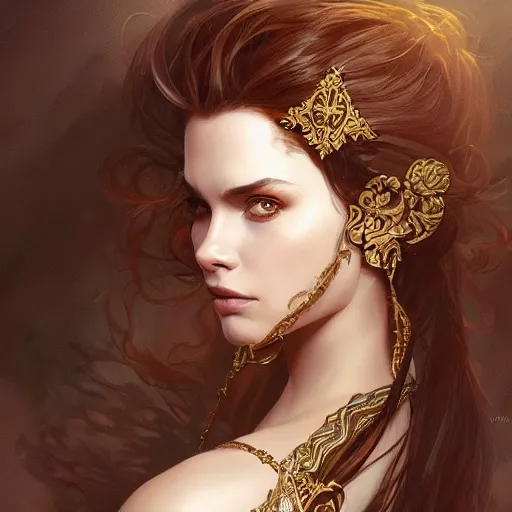 Prompt: beautiful young oliva newtonjohn, closeup, d & d, fantasy, intricate, elegant, highly detailed, digital painting, artstation, concept art, matte, sharp focus, illustration, art by artgerm and greg rutkowski and alphonse mucha