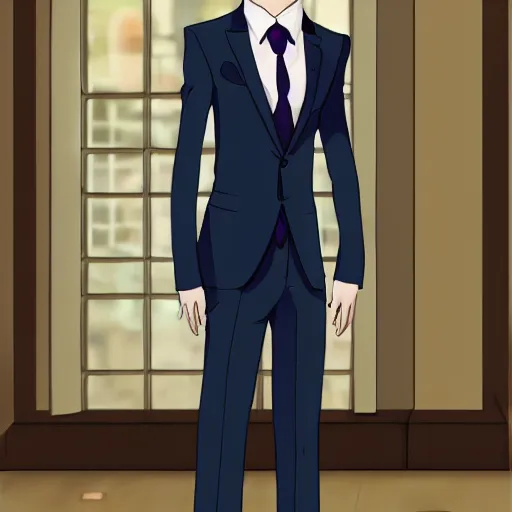 Prompt: furry ferret, anime style, formal suit