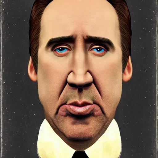 Image similar to nicholas cage as a muppet puppet portrait, cinematic, realistic photography