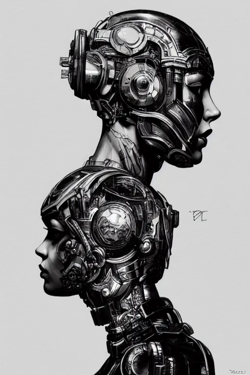 Image similar to sideview waist up portrait of beautiful cyborg woman by sandra chevrier laurie greasley gustave dore, cybernetics, low contrast, cinematic dramatic lighting, hyper realistic detailed intricate render, hypermaximalist, ornate, epic composition, 4 k 8 k, cryengine octane, sharp focus, concept art, masterpiece