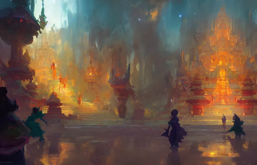 Image similar to greg manchess concept art of a the colorful temple dimension, key visual, ambient lighting, highly detailed, digital painting, artstation, concept art, sharp focus, by makoto shinkai and akihiko yoshida and hidari and wlop and greg rutkowski