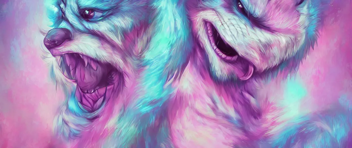 Prompt: kawaii pastel werewolf, digital art, pastel, colorful,