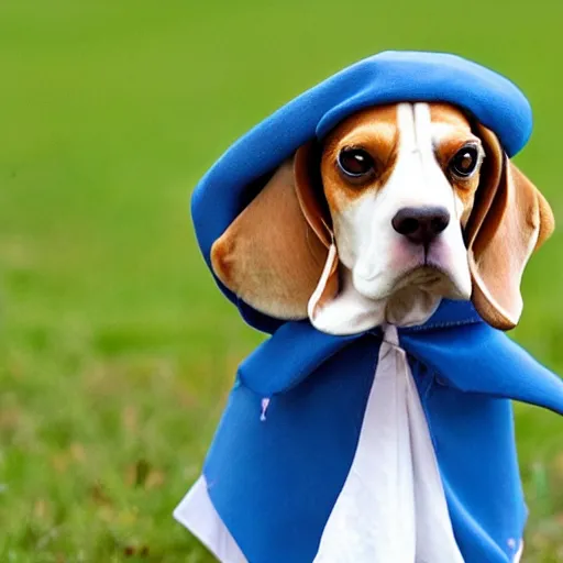Prompt: a beagle dressed as a wizard