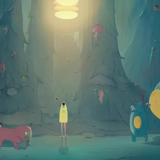 Prompt: a screenshot from adventure time by Salvador dali and Makoto Shinkai and Lois van baarle